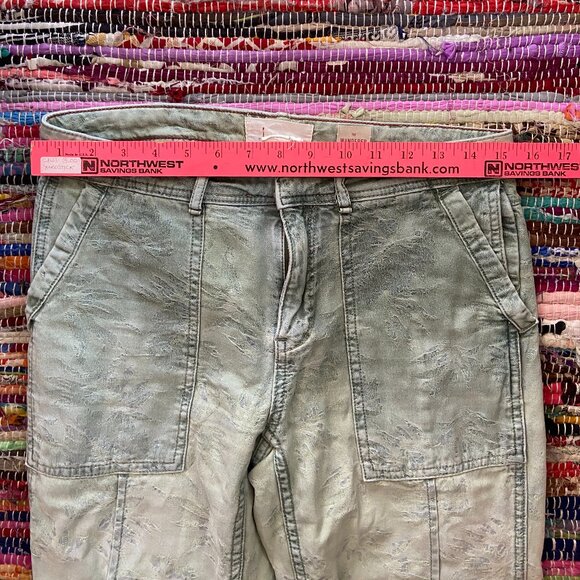 Anthropologie Pants Womens 26 Wanderer Relaxed Taper Straight Floral Green READ - Picture 8 of 10